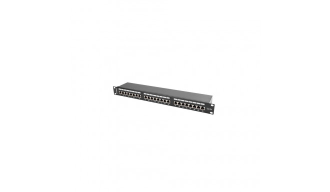 Lanberg Patch Panel 24 porti 1U 19" cat.5E FTP varjestatud must