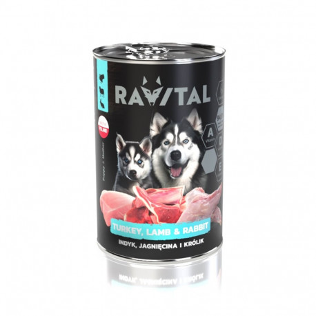 Ravital Turkey, Lamb & Rabbit konserv kutsikatele 400g