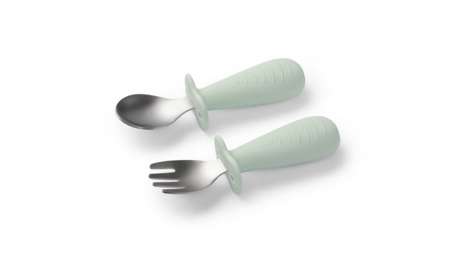 Babyono stainless steel spoon and fork green 1665/03