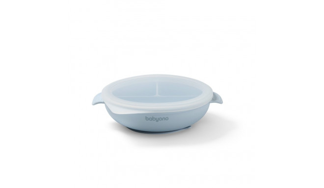 Babyono silicone suction plate with lid blue 1661/01