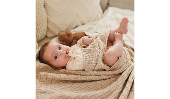 Babyono cotton knitted blanket beige 1647/03