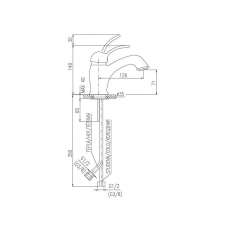 BASIN LEVER MIXER + CLICK-CLACK L527.5SM