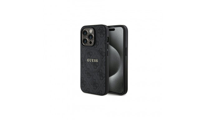 Guess 4G Collection Leather Metal Logo MagSafe Case for iPhone 14 Pro Max - Black