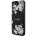 Guess Grained Printed Flower Pattern MagSafe case for Samsung Galaxy S25 black