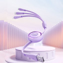 Joyroom Colorful Series S-A40 Cable Retractable 3in1 USB-A - USB-C / Lightning / Micro USB 1m - Purp