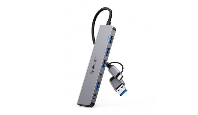 Orico YSA7-U3 USB-A/USB-C Hub Docking Station 4x USB-A 2.0 + 1x USB-A 3.0 + 2x USB-C 2.0 - Gray