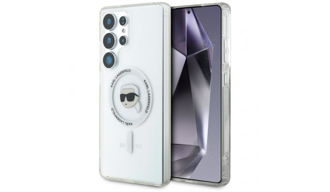 Case Karl Lagerfeld Button Karl Head Printed Logo MagSafe Samsung Galaxy S25 Ultra white