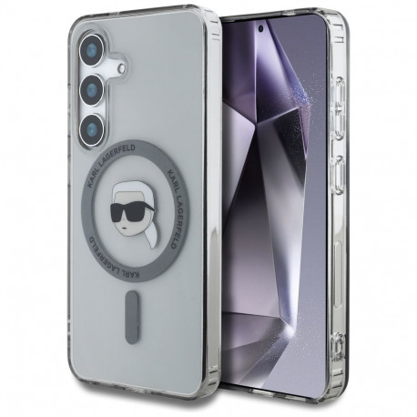 Case Karl Lagerfeld Button Karl Head Printed Logo MagSafe Samsung Galaxy S25 black