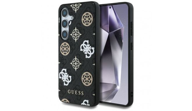 Guess 4G Printed Colored Peony Pattern MagSafe case for Samsung Galaxy S25 black