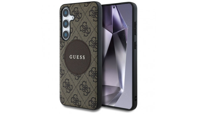 Guess 4G Round Patch Classic Logo MagSafe Case for Samsung Galaxy S25 Brown
