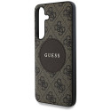 Guess 4G Round Patch Classic Logo MagSafe Case for Samsung Galaxy S25 Brown