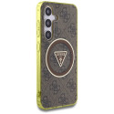 Guess 4G Glitter Triangle Buttons MagSafe Case for Samsung Galaxy S25 Brown