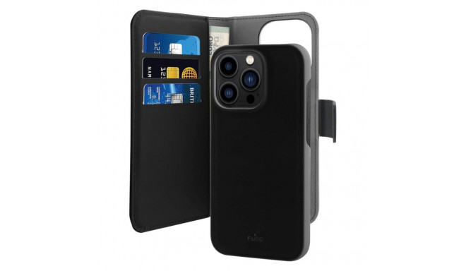 Puro Wallet Detachable MagSafe 2in1 PU Leather Case with Flap and Wallet for iPhone 14 Pro Max - Bla