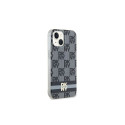 DKNY IML Checkered Mono Pattern & Printed Stripes MagSafe Case for iPhone 15/14/13 - Black