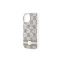 DKNY IML Checkered Mono Pattern & Printed Stripes MagSafe case for iPhone 15 / 14 / 13 - beige