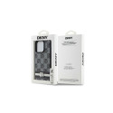 DKNY Leather Checkered Mono Pattern & Printed Stripes Case for iPhone 15 Pro Max - Black