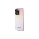 Guess Saffiano Iridescent Script case for iPhone 15 Pro - pink