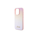 Guess Saffiano Iridescent Script case for iPhone 15 Pro - pink