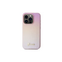 Guess Saffiano Iridescent Script case for iPhone 14 Pro - pink