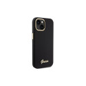 Guess Silicone Script Metal Logo & Frame case for iPhone 15 - black