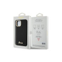 Guess Silicone Script Metal Logo & Frame case for iPhone 15 - black