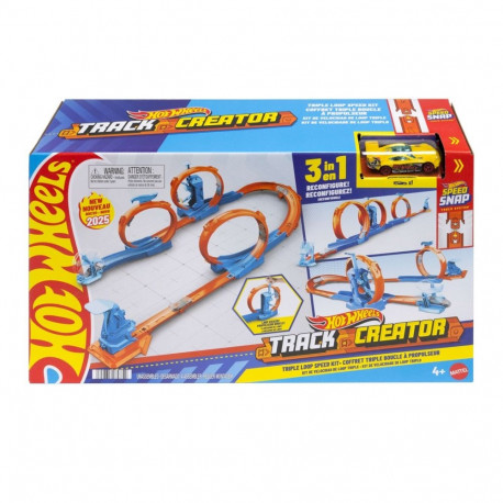 Hot Wheels rajakomplekt Track Builder Track Creator Triple Loop Pack ja 1:64 mõõtkavas mänguauto