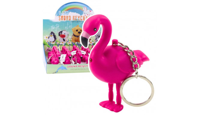 Brelok Do Kluczy Plecaka Flaming LED Dźwięki Różowy