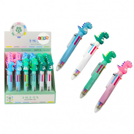 dinosauruse automaatne kuuevärviline mitmevärviline pastapliiats