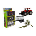 traktor haagise, reha ja tsisterniga punane