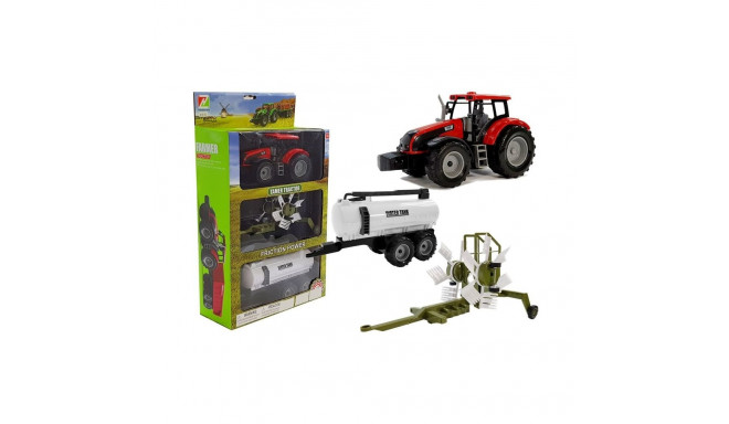 traktor haagise, reha ja tsisterniga punane
