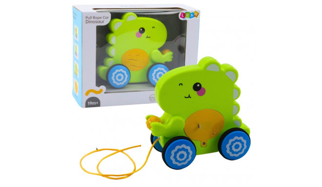 Dinozaur Na Sznurku Jeżdżący Do Ciągnięcia Dla Malucha Grzechotka Zielony