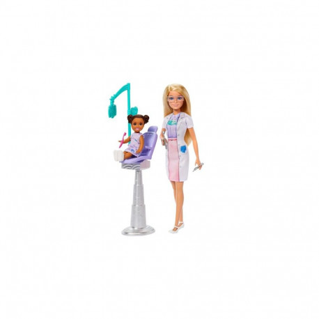 Barbie Dentist Doll with Blonde Fashion Doll, 1 Kid Doll, Medical Doctor Furniture &amp; Accesso