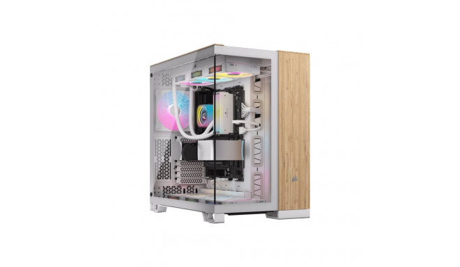 Corsair kahekambriline PC korpus 6500X valge/bambus puit kesktorn toiteplokk kaasas ei