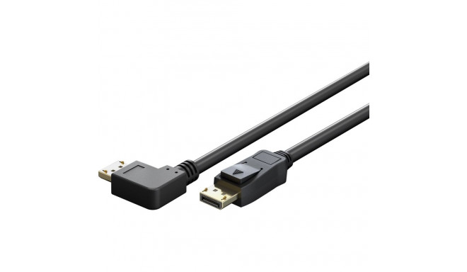 DisplayPort kaabel 2.0m, 2.1, 8K 7680x4320@144Hz DSC, 54 Gbit/s, nurgaga paremale, must