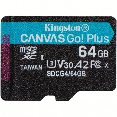 Kingston microSDXC Canvas Go! Plus Gen4 Memory Card /  64GB A2 U3 V30 / + adapter