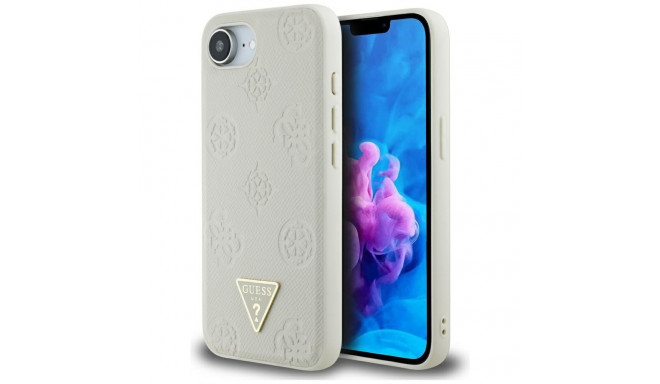 Guess Grained Hot Stamp Peony Triangle Logo MagSafe case for iPhone 16e - beige