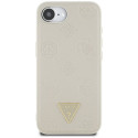 Guess Grained Hot Stamp Peony Triangle Logo MagSafe case for iPhone 16e - beige