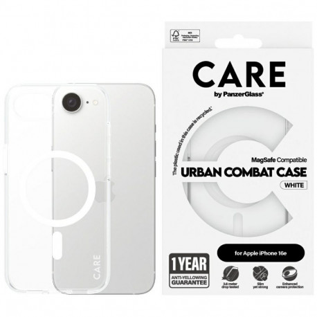 CARE by PanzerGlass Flagship Urban Combat White MagSafe iPhone 16e Case - Clear