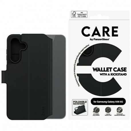 CARE by PanzerGlass Feature Wallet Kickstand Case for Samsung Galaxy A56 5G - Black
