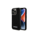 Karl Lagerfeld Rhinestone Logo Metal Plate case for iPhone 15 Pro - black