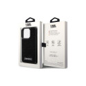 Karl Lagerfeld Rhinestone Logo Metal Plate case for iPhone 15 Pro - black