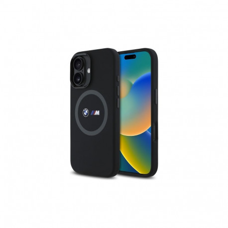 BMW M Silicone Printed Ring MagSafe iPhone 16 Case - Black