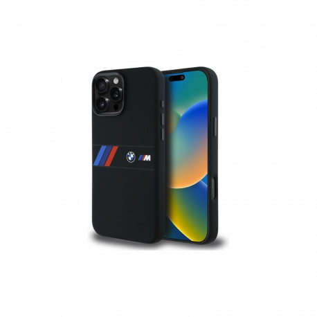 BMW Silicone Middle Stripe MagSafe Case for iPhone 16 Pro Max - Black
