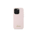 Guess Silicone Script Metal Logo & Frame iPhone 16 Pro Case - Pink