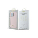 Guess Silicone Script Metal Logo & Frame iPhone 16 Pro Case - Pink