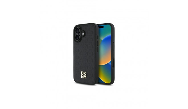 DKNY Repeat Pattern Stack Logo MagSafe iPhone 16 Case - Black