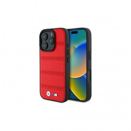BMW M Perforated And Stitched Line MagSafe case for iPhone 16 Pro Max - red
