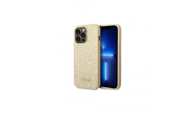 Guess Glitter Script Case for iPhone 14 Pro - Gold