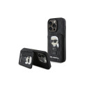 Karl Lagerfeld Saffiano Cardslots and Stand Monogram Ikonik Patch case for iPhone 15 Pro Max - black