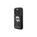 Karl Lagerfeld Saffiano Cardslots and Stand Monogram Ikonik Patch case for iPhone 15 Pro Max - black